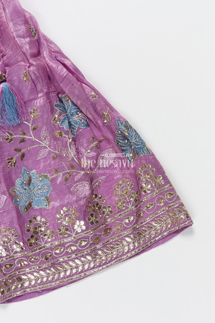 The Nesavu Girls Ethnic Lehenga Designer Lehenga Set for Girls for Weddings and Traditional Photoshoots Nesavu Nesavu designer lehenga set girls mirror embroidery perfect weddings traditional events