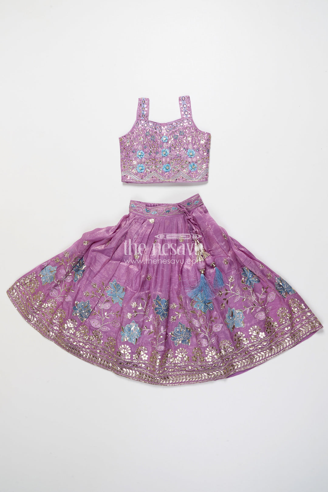The Nesavu Girls Ethnic Lehenga Designer Lehenga Set for Girls for Weddings and Traditional Photoshoots Nesavu Nesavu designer lehenga set girls mirror embroidery perfect weddings traditional events