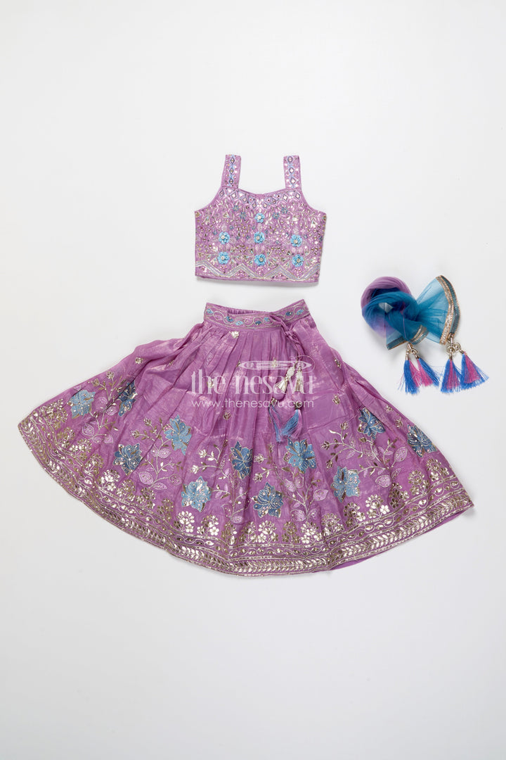 The Nesavu Girls Ethnic Lehenga Designer Lehenga Set for Girls for Weddings and Traditional Photoshoots Nesavu Nesavu designer lehenga set girls mirror embroidery perfect weddings traditional events