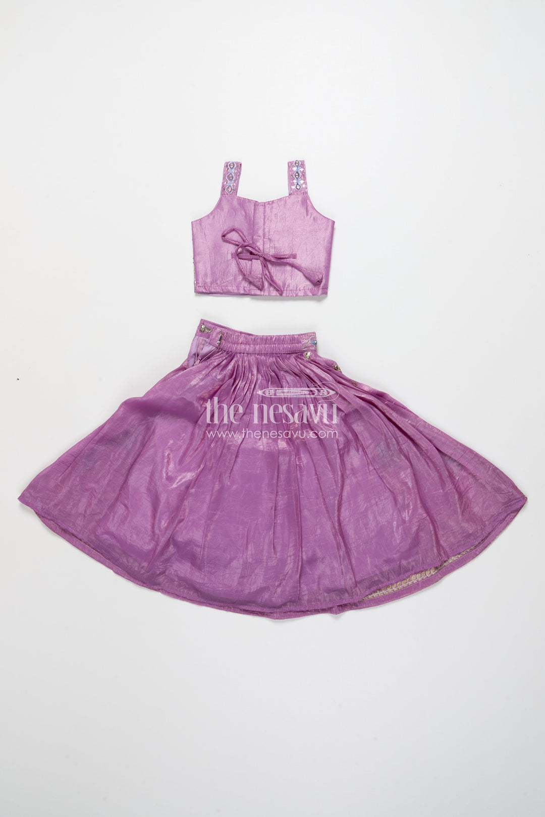 The Nesavu Girls Ethnic Lehenga Designer Lehenga Set for Girls for Weddings and Traditional Photoshoots Nesavu Nesavu designer lehenga set girls mirror embroidery perfect weddings traditional events