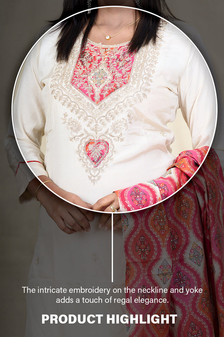 The Nesavu Womens Straight Suit Sets Designer Viscose Silk Kurta Set with Zari Embroidery and Dupatta Nesavu Designer Viscose Silk Salwar Suit Set for Women Zari Embroidered Kurta with Dupatta | The Nesavu