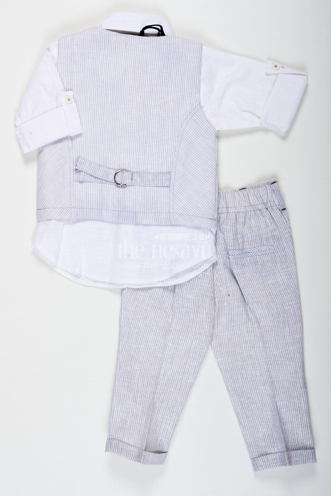 The Nesavu Boys Jacket Sets Designers Shirts for Boys with Striped Animal Print Jacket in Soft Cotton and Matching Pants for Modern Style Nesavu Nesavu Designers Shirts Set for Boys with Cotton Animal Digital Print Jacket and Striped Pants