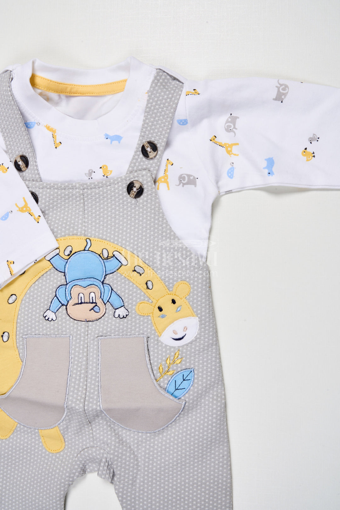 The Nesavu Baby Dungarees Digital Print Baby Dungaree Set for Cozy Wear and Travel Days Nesavu Nesavu baby dungaree set digitally printed cotton travel all-day comfort