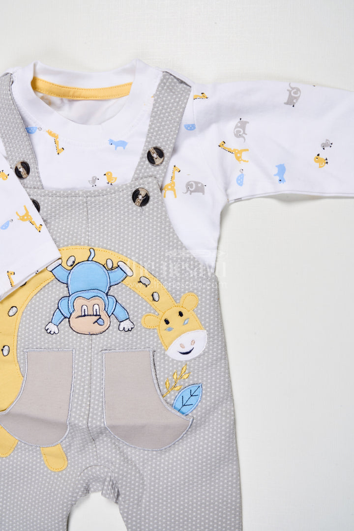 The Nesavu Baby Dungarees Digital Print Baby Dungaree Set for Cozy Wear and Travel Days Nesavu Nesavu baby dungaree set digitally printed cotton travel all-day comfort