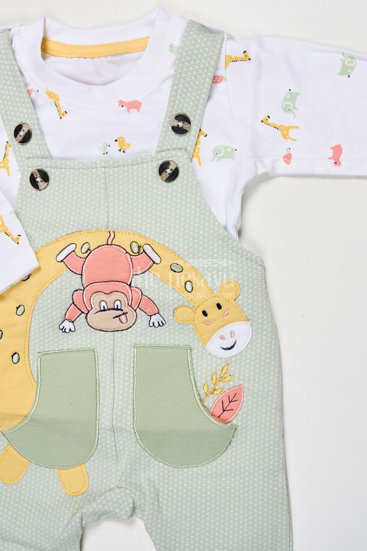 The Nesavu Baby Dungarees Digital Print Baby Dungaree Set for Playful Daily Wear Nesavu Nesavu cotton baby dungaree digital print tee everyday play travel