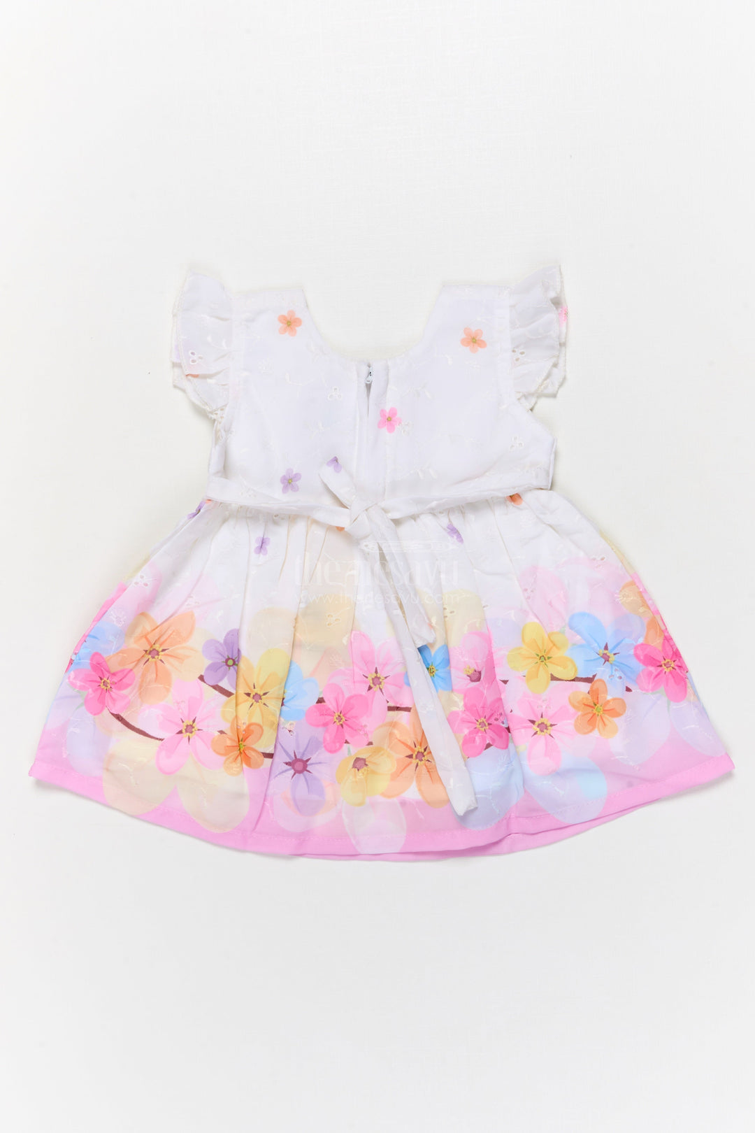 The Nesavu Baby Cotton Frocks Digital Print Cotton Frock for Baby Girls with Pleats and Sleeveless Design Nesavu Nesavu baby girl cotton frock with digital floral print and pleated design for casual wear