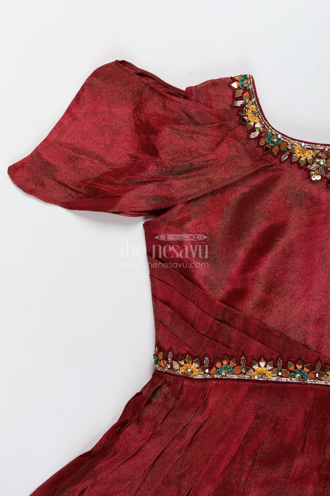 The Nesavu Girls Silk Gown Digital print silk gown for girls for parties and family photoshoots Nesavu Nesavu digital print silk gown girls viscose  ideal parties festive occasions family photos