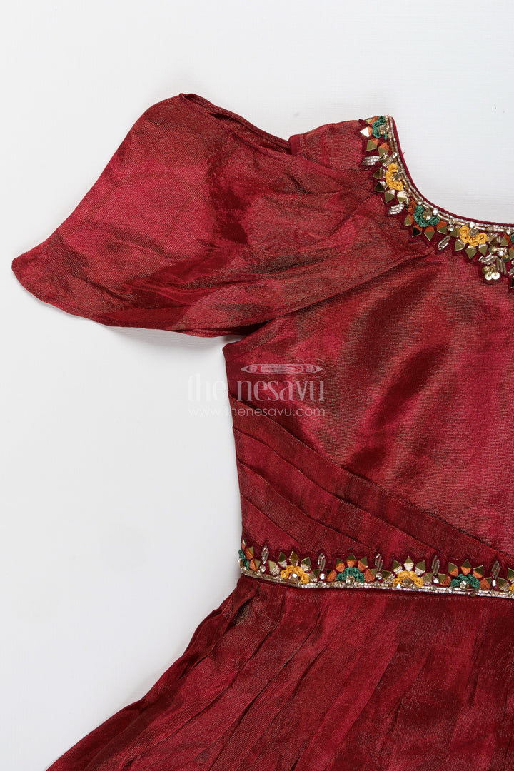 The Nesavu Girls Silk Gown Digital print silk gown for girls for parties and family photoshoots Nesavu Nesavu digital print silk gown girls viscose  ideal parties festive occasions family photos