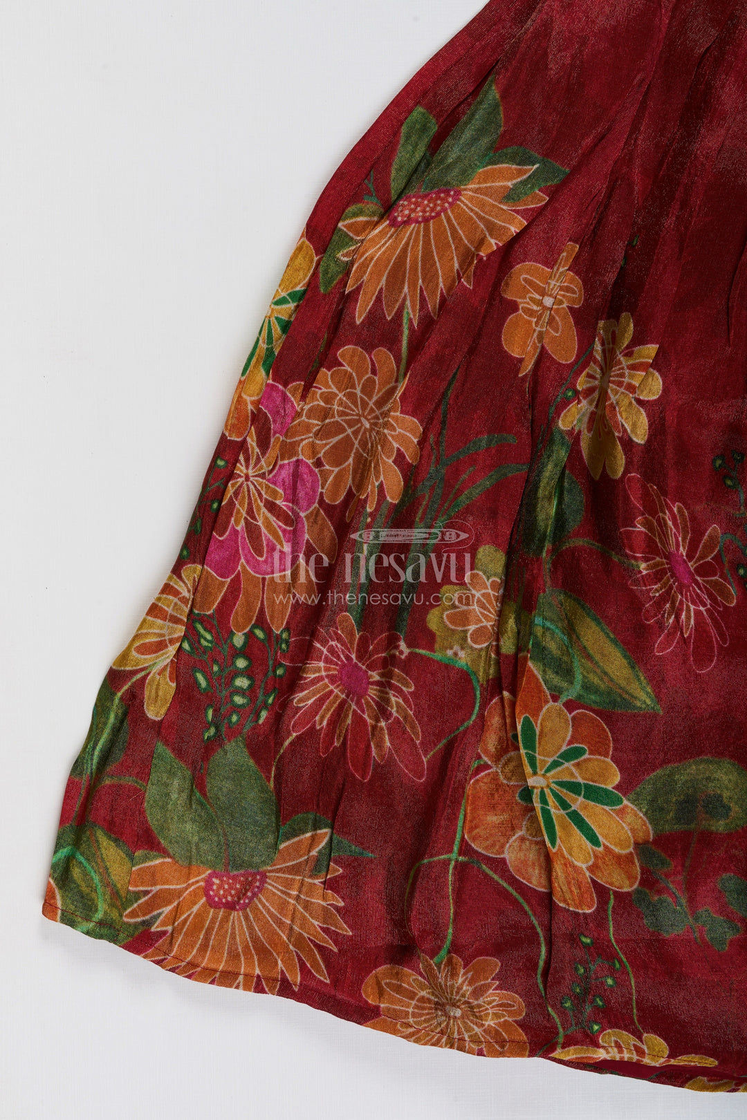 The Nesavu Girls Silk Gown Digital print silk gown for girls for parties and family photoshoots Nesavu Nesavu digital print silk gown girls viscose  ideal parties festive occasions family photos