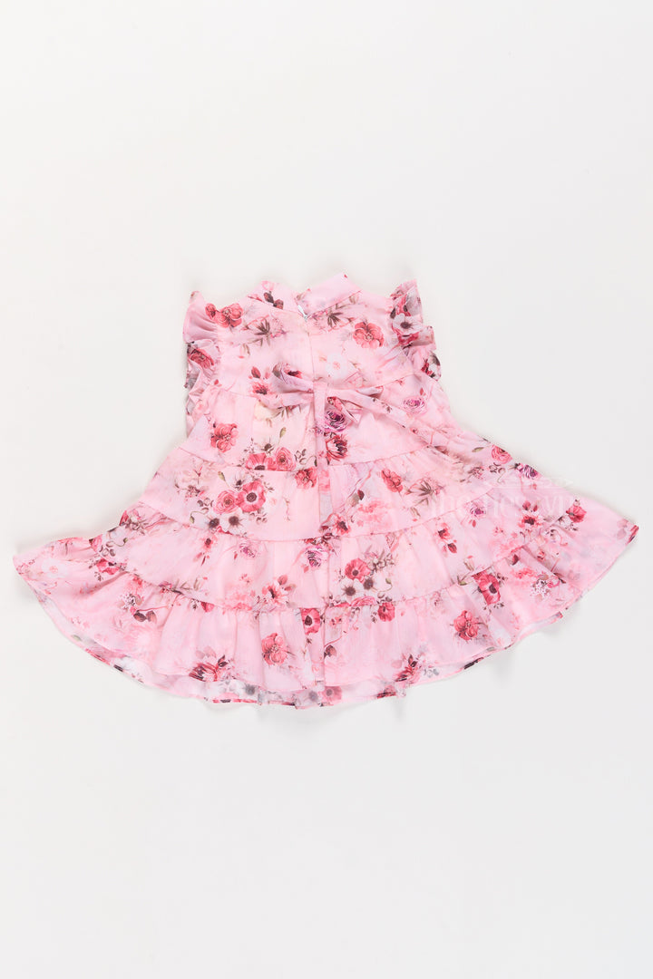 The Nesavu Girls Fancy Frock Dresses and Frocks for Girls with Pink Floral Patterns and Ruffled Design Nesavu Dresses Frocks Girls Pink Floral Patterns Ruffled Tiered Design | The Nesavu