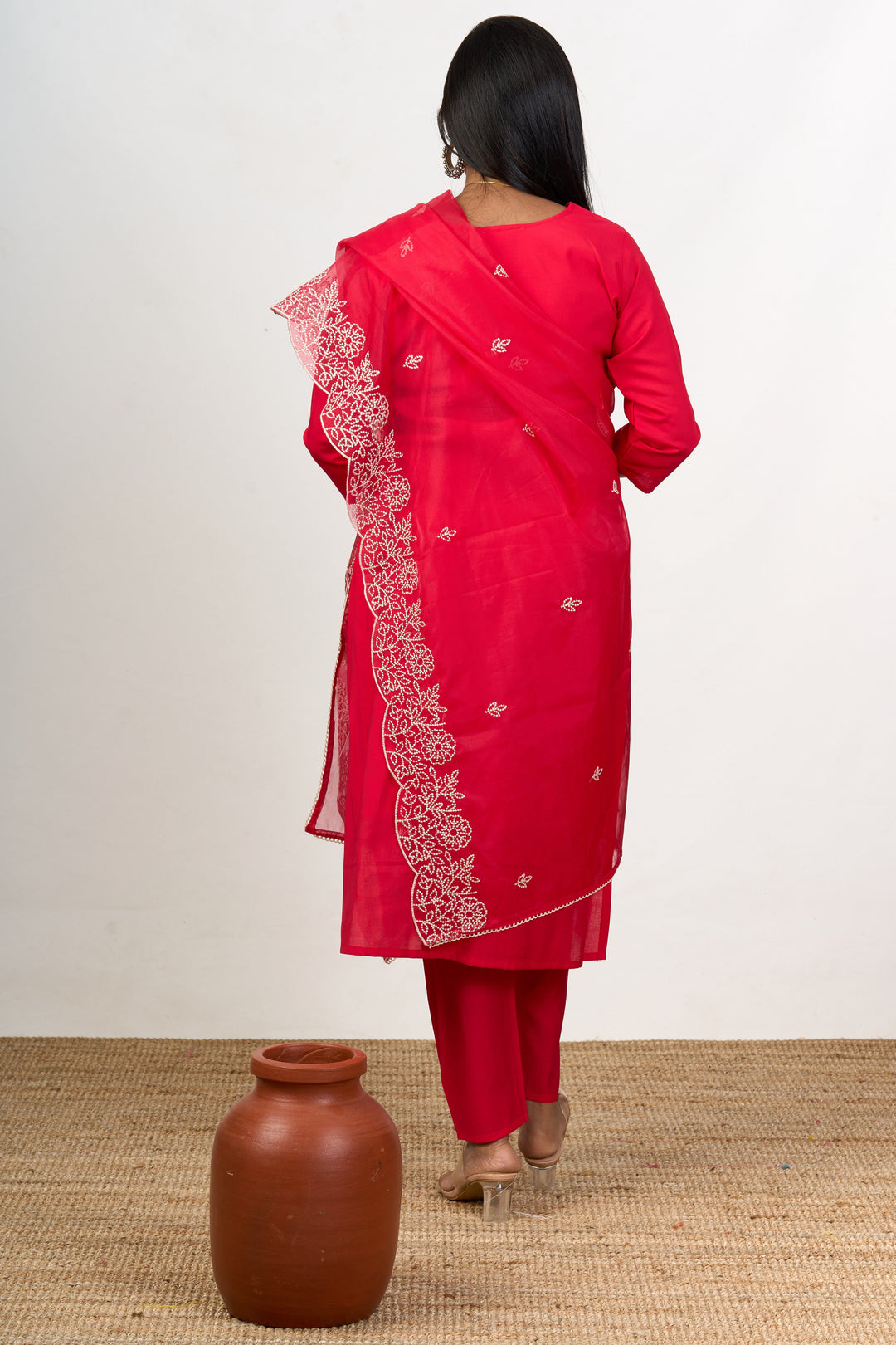 The Nesavu Womens Straight Suit Sets Elegant Art Silk Traditional Dress for Function with Embroidery Details for Women Nesavu Traditional Art Silk Dress Functions Embroidered Dupatta Women - | The Nesavu