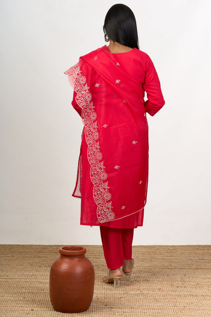 The Nesavu Womens Straight Suit Sets Elegant Art Silk Traditional Dress for Function with Embroidery Details for Women Nesavu Traditional Art Silk Dress Functions Embroidered Dupatta Women - | The Nesavu