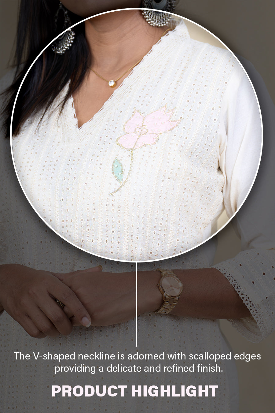 The Nesavu Womens Straight Suit Sets Elegant Chikankari Cotton Kurta Set with Zari Embroidery and Dupatta Nesavu Chikankari Cotton Kurta Set for Women Zari Embroidered Casual Suit | The Nesavu