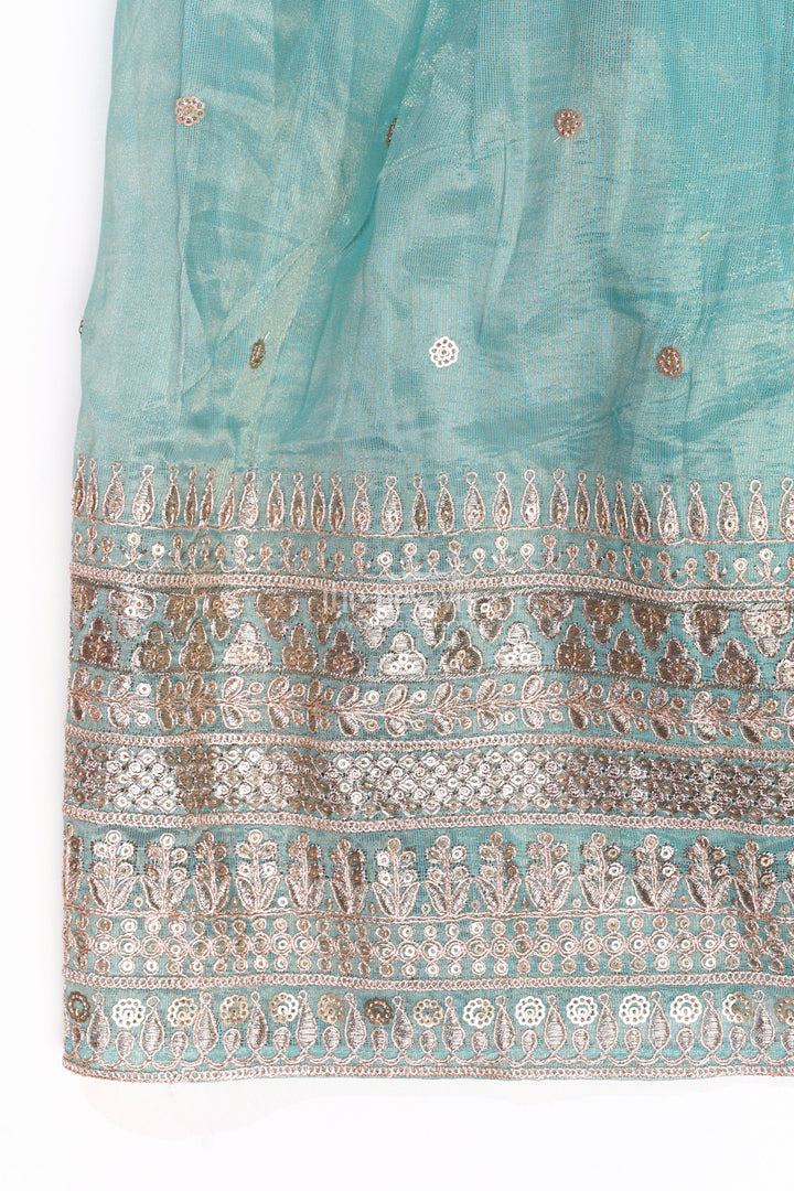 The Nesavu Girls Churidar Sets Elegant Churidar Sleeves Kurta Set for Girls with Shimmering Chinon Silk and Embellished Dupatta Nesavu Elegant Churidar Sleeves Kurta Set Girls Shimmering Chinon Silk Embellished Dupatta | The Nesavu