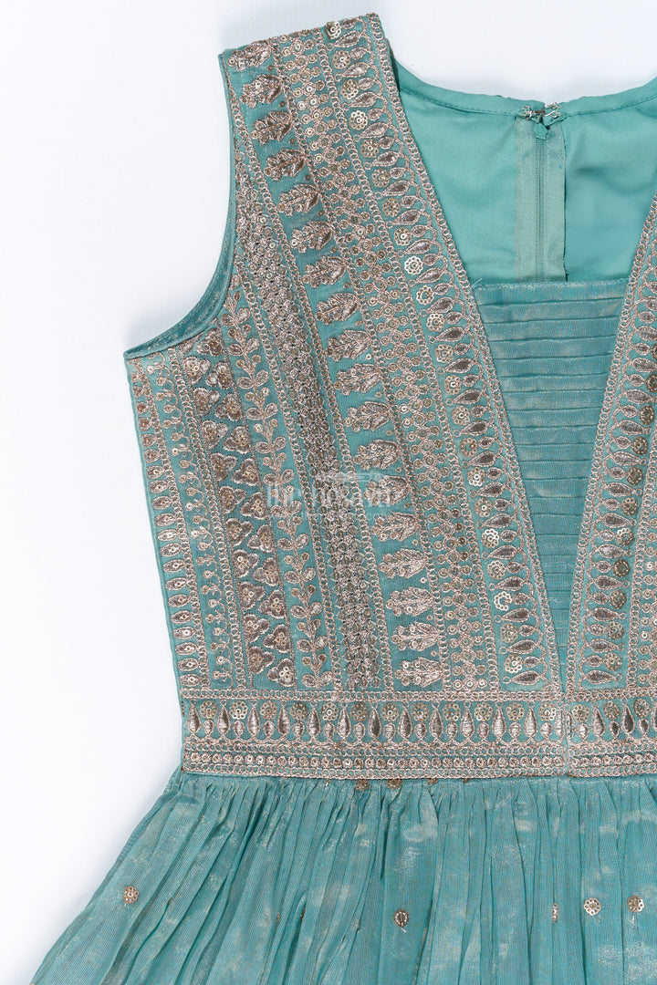 The Nesavu Girls Churidar Sets Elegant Churidar Sleeves Kurta Set for Girls with Shimmering Chinon Silk and Embellished Dupatta Nesavu Elegant Churidar Sleeves Kurta Set Girls Shimmering Chinon Silk Embellished Dupatta | The Nesavu