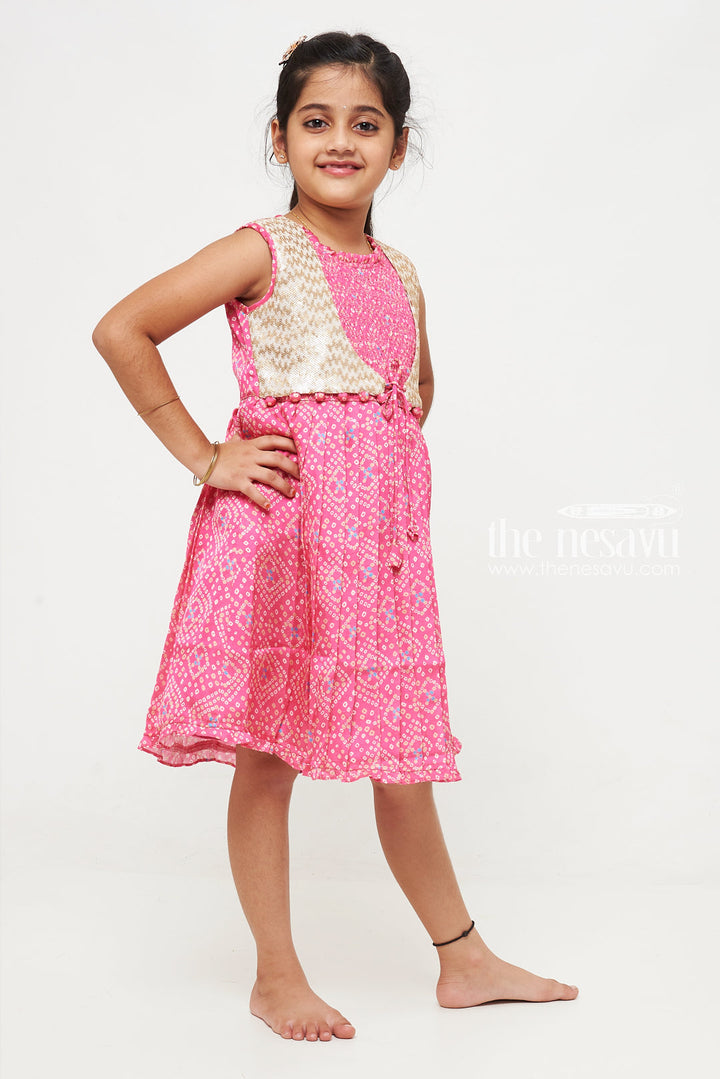 The Nesavu Girls Cotton Frock Elegant Cotton Frock for Girls with Sequined Accents - Perfect for Special Occasions Nesavu Buy Girls Special Occasion Cotton Frocks | Elegant Designs Online | The Nesavu