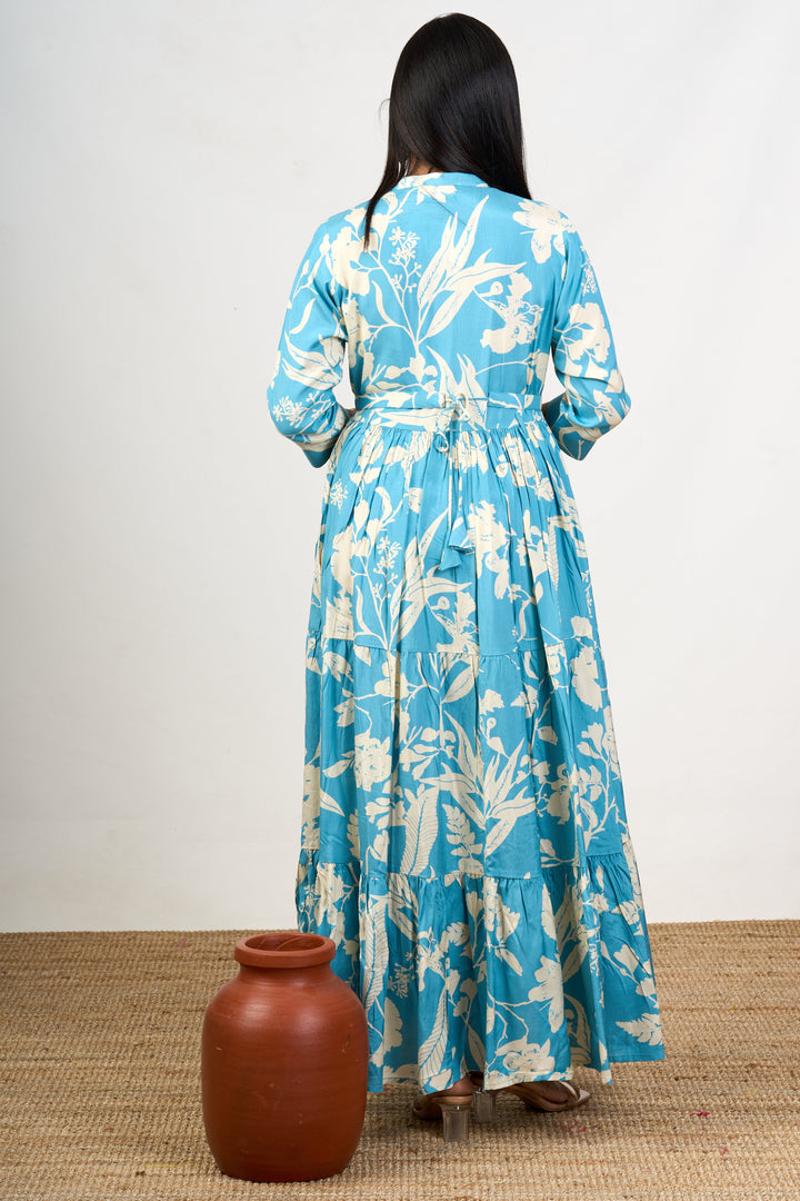 The Nesavu Womens Flared Kurthas Elegant Crepe Birthday Dresses for Women with Floral Print and Maxi Flared Design Nesavu Crepe Birthday Dresses Women Floral Print Maxi-Length Flared Fit | The Nesavu