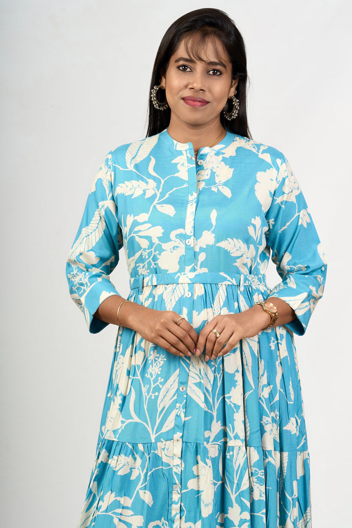 The Nesavu Womens Flared Kurthas Elegant Crepe Birthday Dresses for Women with Floral Print and Maxi Flared Design Nesavu Crepe Birthday Dresses Women Floral Print Maxi-Length Flared Fit | The Nesavu