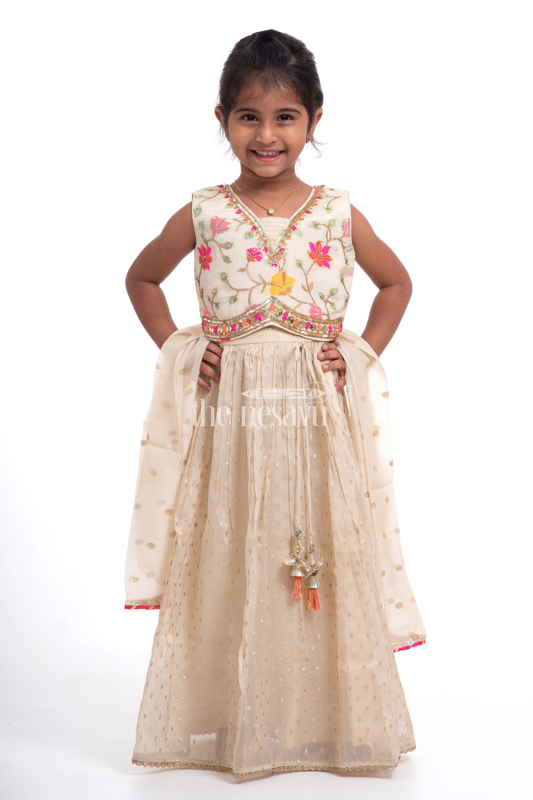 The Nesavu Girls Lehenga Choli Elegant Designer Lehenga Choli Set for Girls Nesavu 16 (1Y) / multicolor GL451A-16 Elegant Lehenga Choli Set for Girls | Designer Festive Wear for 1Y to 5Y