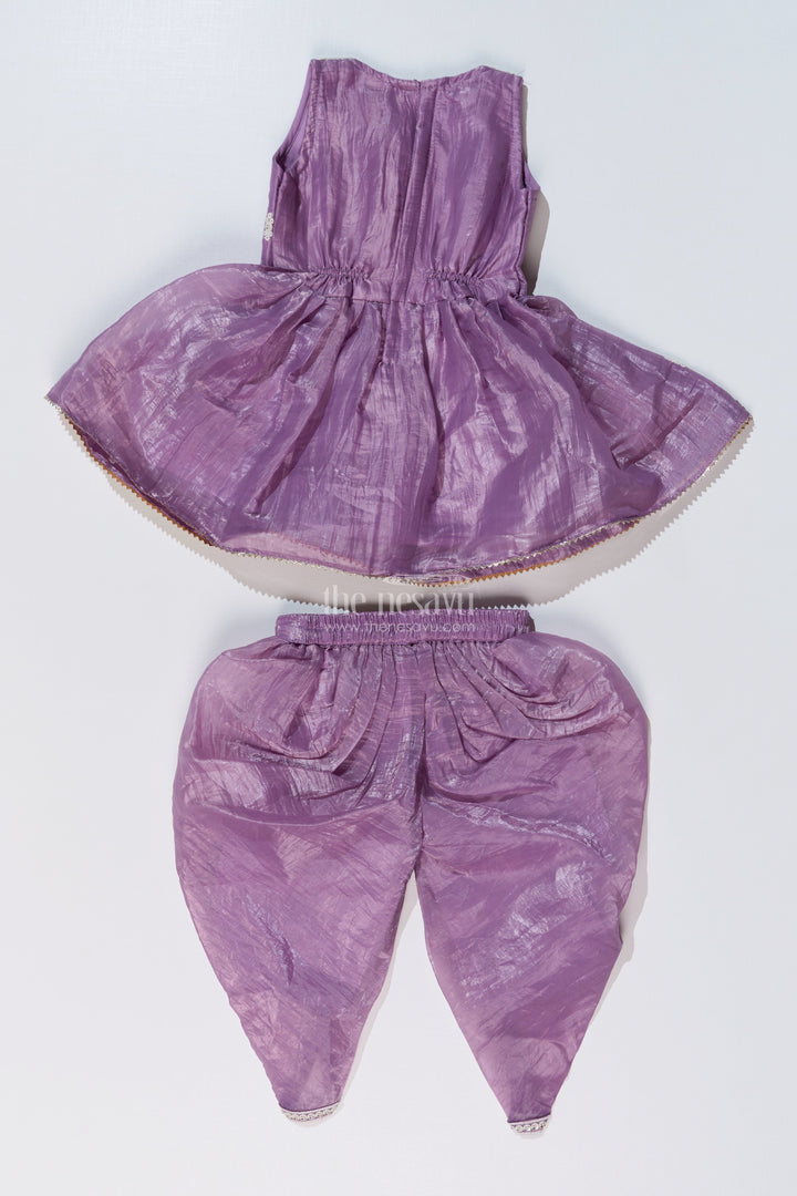 The Nesavu Girls Dothi Sets Elegant Dhoti Pajama Kurta Set for Girls with Glaze Shimmer Organza and Embroidered Details Nesavu Elegant Dhoti Pajama Kurta Set Girls Glaze Shimmer Organza Embroidered Details | The Nesavu