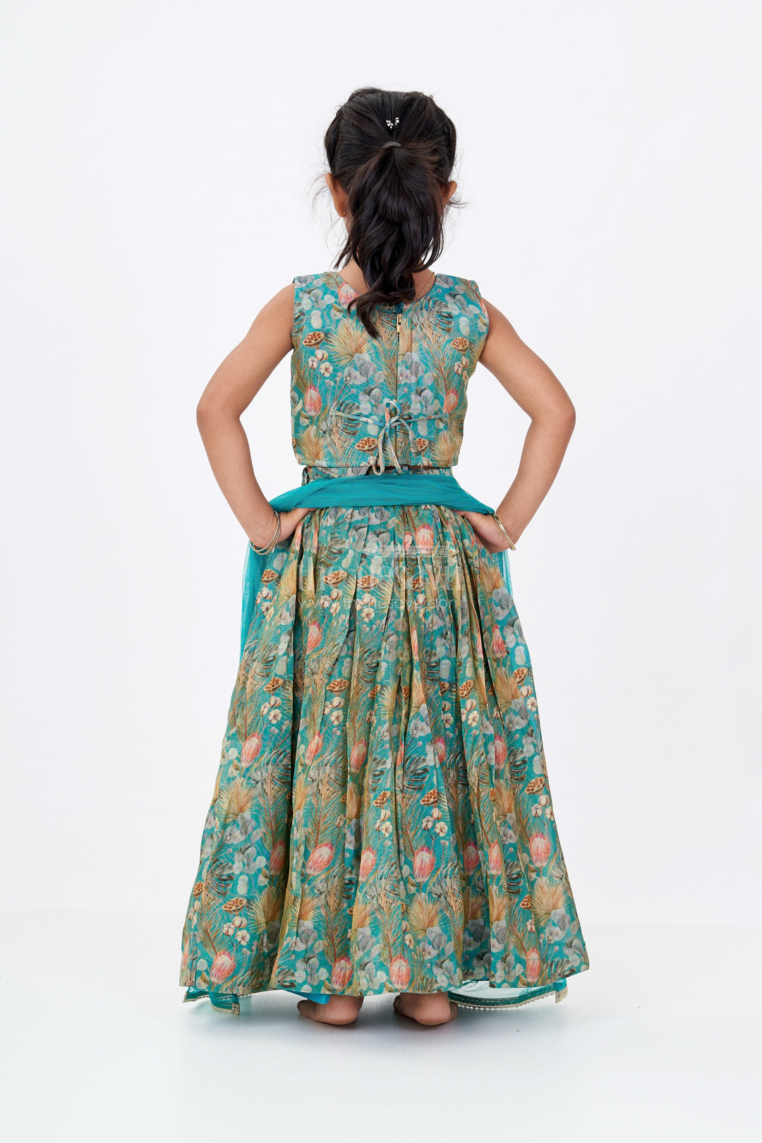 The Nesavu Girls Lehenga Choli Elegant Digital Print Lehenga for Girls with Shimmering Fabric and Embellished Choli Nesavu Elegant Digital Print Lehenga Girls Shimmering Fabric Embellished Choli | The Nesavu