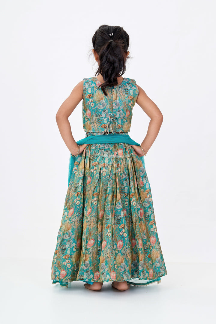 The Nesavu Girls Lehenga Choli Elegant Digital Print Lehenga for Girls with Shimmering Fabric and Embellished Choli Nesavu Elegant Digital Print Lehenga Girls Shimmering Fabric Embellished Choli | The Nesavu
