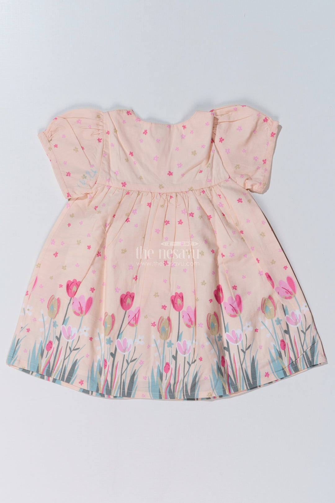 The Nesavu Baby Cotton Frocks Elegant Ethnic Wear for Reception for Baby Girls with Tulip Prints and Stylish Fit Nesavu Elegant Ethnic Wear Reception Baby Girls Tulip Prints Stylish Fit | The Nesavu