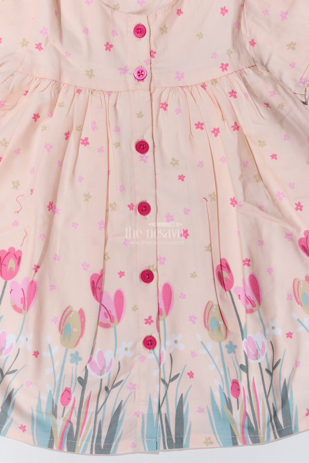 The Nesavu Baby Cotton Frocks Elegant Ethnic Wear for Reception for Baby Girls with Tulip Prints and Stylish Fit Nesavu Elegant Ethnic Wear Reception Baby Girls Tulip Prints Stylish Fit | The Nesavu