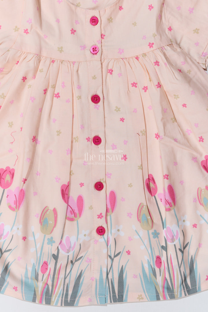The Nesavu Baby Cotton Frocks Elegant Ethnic Wear for Reception for Baby Girls with Tulip Prints and Stylish Fit Nesavu Elegant Ethnic Wear Reception Baby Girls Tulip Prints Stylish Fit | The Nesavu