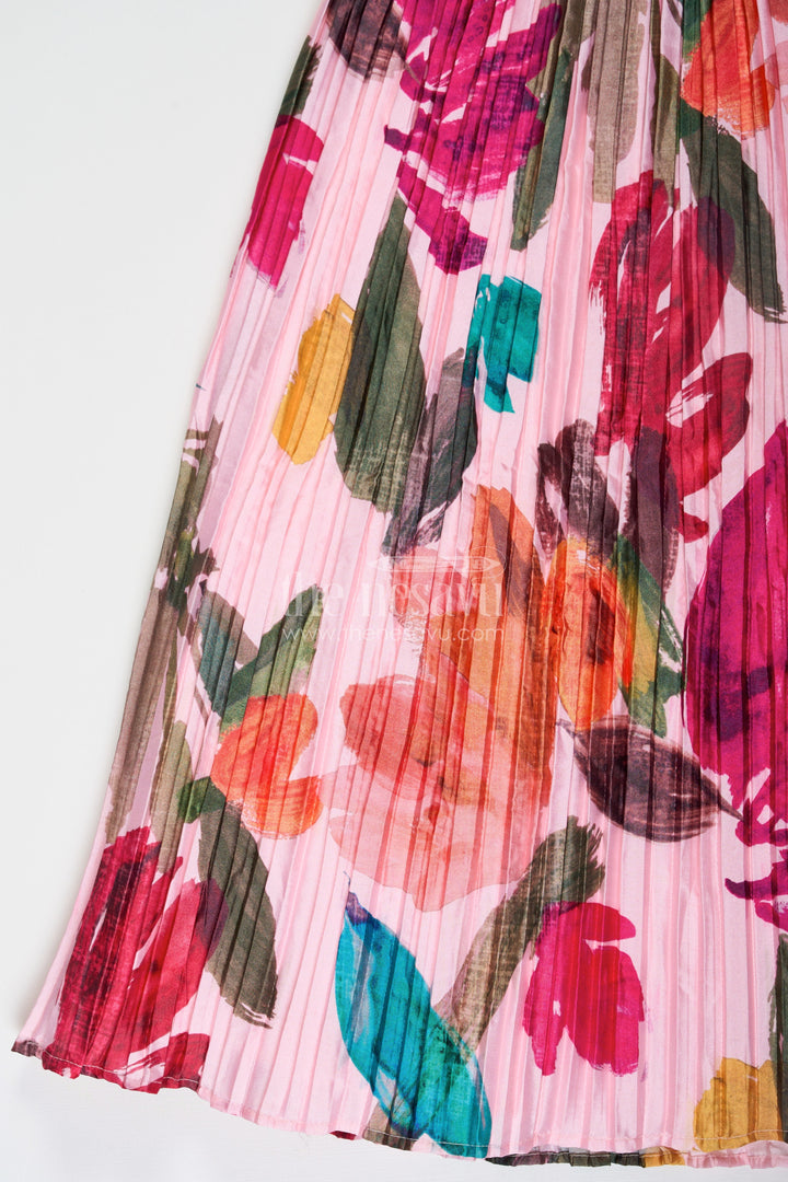 The Nesavu Girls Lehenga Choli Elegant Floral Lehenga for Girls in Chinon Silk with Digital Print and Embroidered Choli Nesavu Floral Lehenga Girls Chinon Silk Digital Print Embroidered Choli | The Nesavu