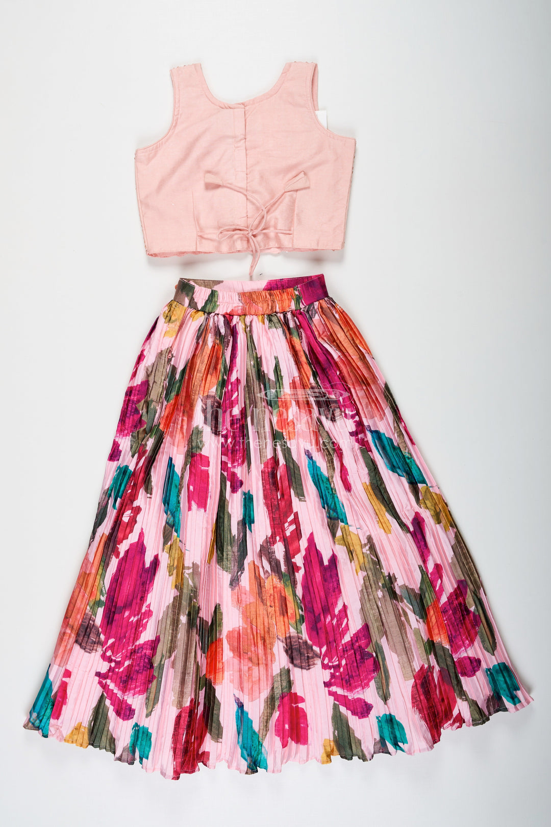 The Nesavu Girls Lehenga Choli Elegant Floral Lehenga for Girls in Chinon Silk with Digital Print and Embroidered Choli Nesavu Nesavu Floral Lehenga Girls Chinon Silk Digital Print Embroidered Choli