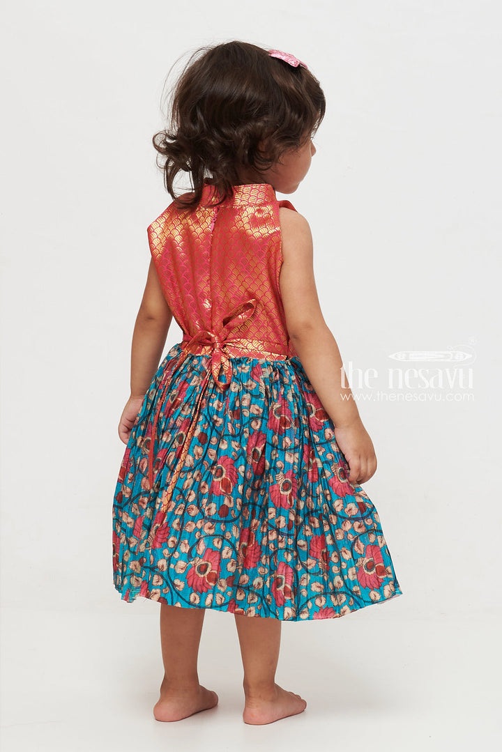 The Nesavu Silk Frock Elegant Geometric and Floral Silk Frock for Girls: Versatile and Stylish Nesavu Shop Girls Floral Silk Frock | Chic Geometric Design | Multi-occasion Silk Dresses | The Nesavu