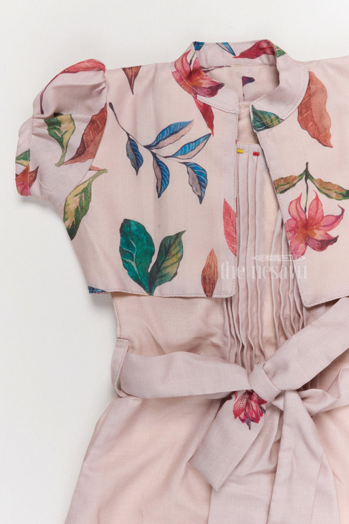 The Nesavu Girls Cotton Frock Elegant Girls Cotton One-Piece Frock with Floral Prints and Tie-Up Waist Nesavu Girls Cotton One-Piece Frock Tie-Up Belt Floral Prints | The Nesavu