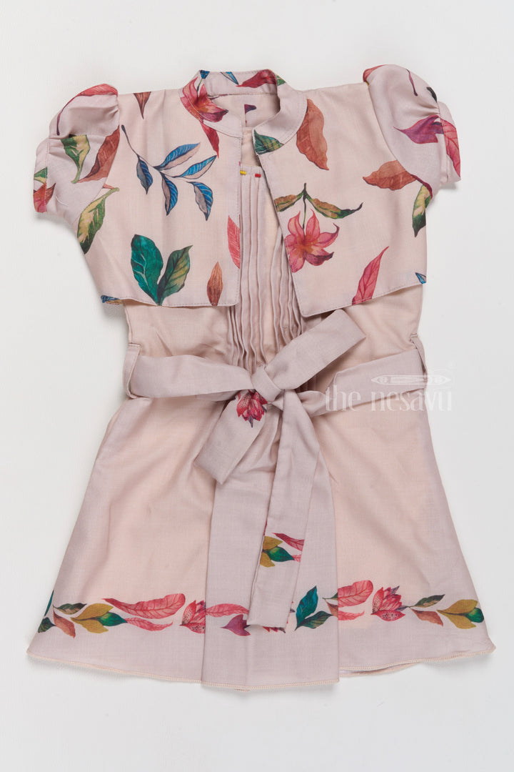 The Nesavu Girls Cotton Frock Elegant Girls Cotton One-Piece Frock with Floral Prints and Tie-Up Waist Nesavu Girls Cotton One-Piece Frock Tie-Up Belt Floral Prints | The Nesavu