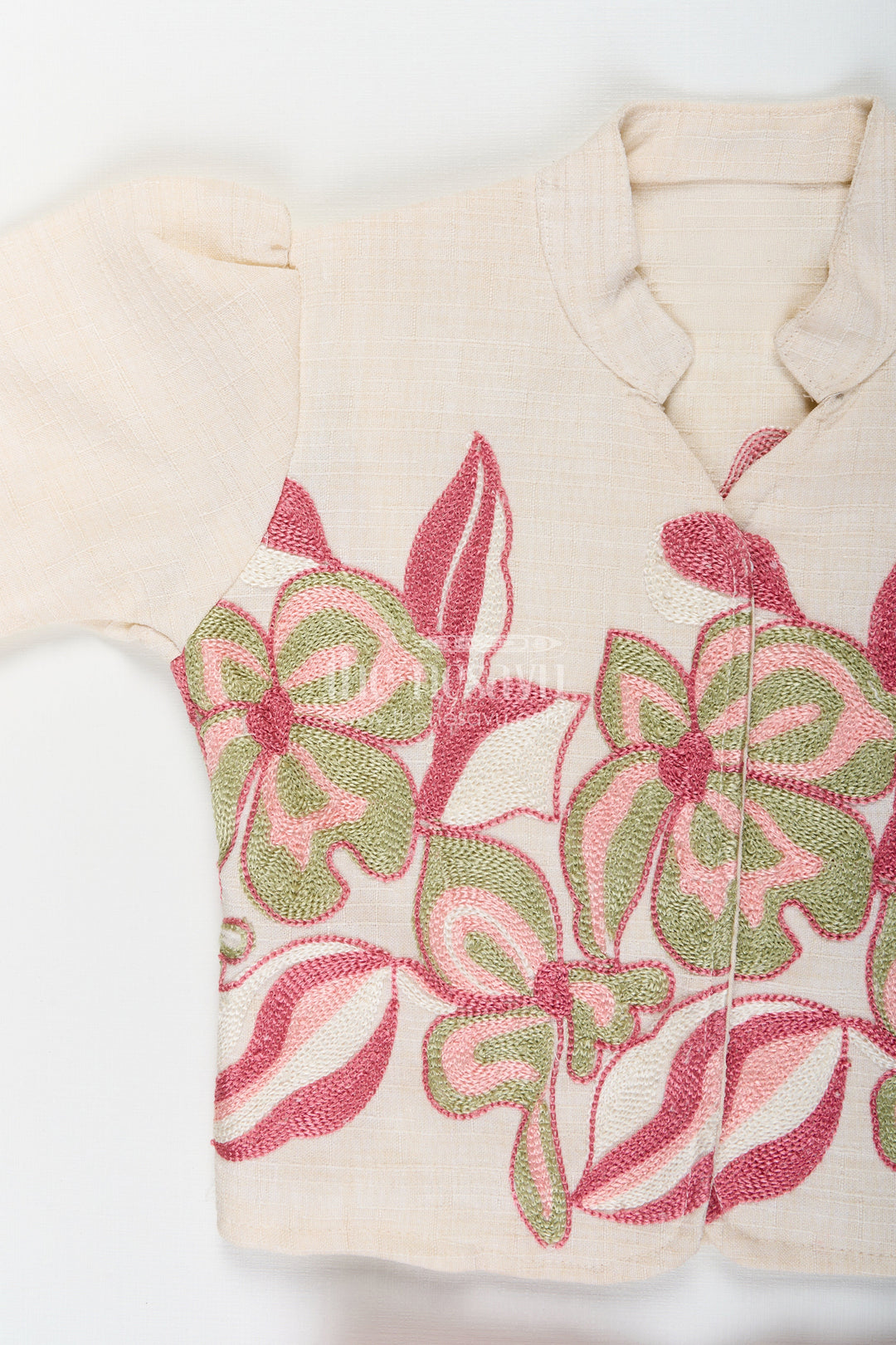 The Nesavu Girls Casual Set Elegant girls embroidered cotton casual set with playful pant and top combo Nesavu Cotton casual set girls embroidery pant  Nesavu traditional fusion outfit