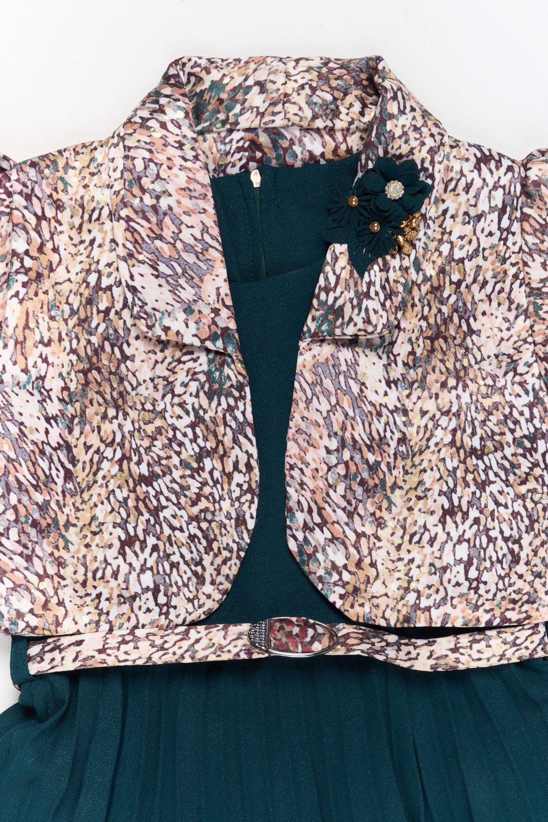 The Nesavu Girls Cotton Frock Elegant Girls Party Frock with Pleated Skirt and Stylish Jacket Nesavu Girls Pleated Party Frock Stylish Printed Jacket Georgette Fabric | The Nesavu