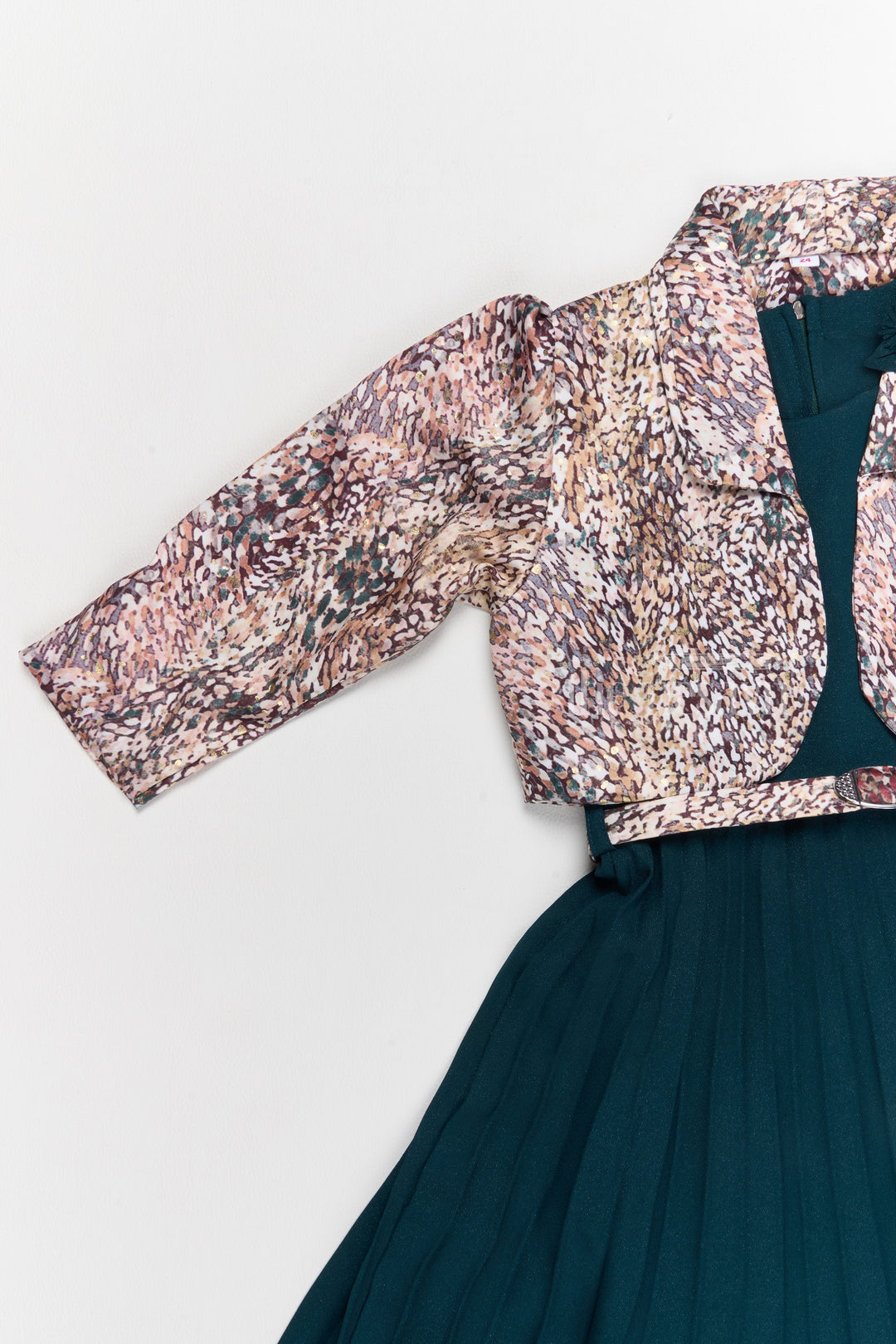 The Nesavu Girls Cotton Frock Elegant Girls Party Frock with Pleated Skirt and Stylish Jacket Nesavu Girls Pleated Party Frock Stylish Printed Jacket Georgette Fabric | The Nesavu