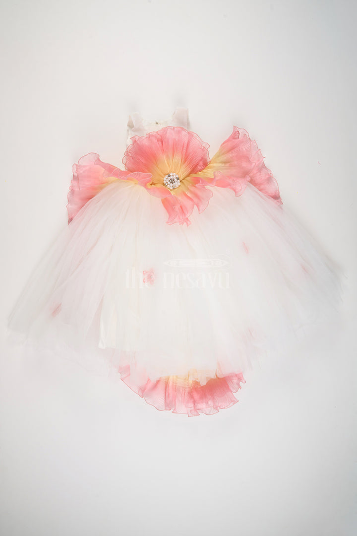 The Nesavu Silk Party Frock Elegant Girls Party Long Frock in Silk with Tulle Overlay and Butterfly Appliques Nesavu Nesavu Girls Party Long Frock Silk Tulle Overlay Butterfly Appliques Birthdays