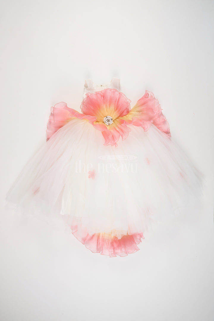 The Nesavu Silk Party Frock Elegant Girls Party Long Frock in Silk with Tulle Overlay and Butterfly Appliques Nesavu Nesavu Girls Party Long Frock Silk Tulle Overlay Butterfly Appliques Birthdays