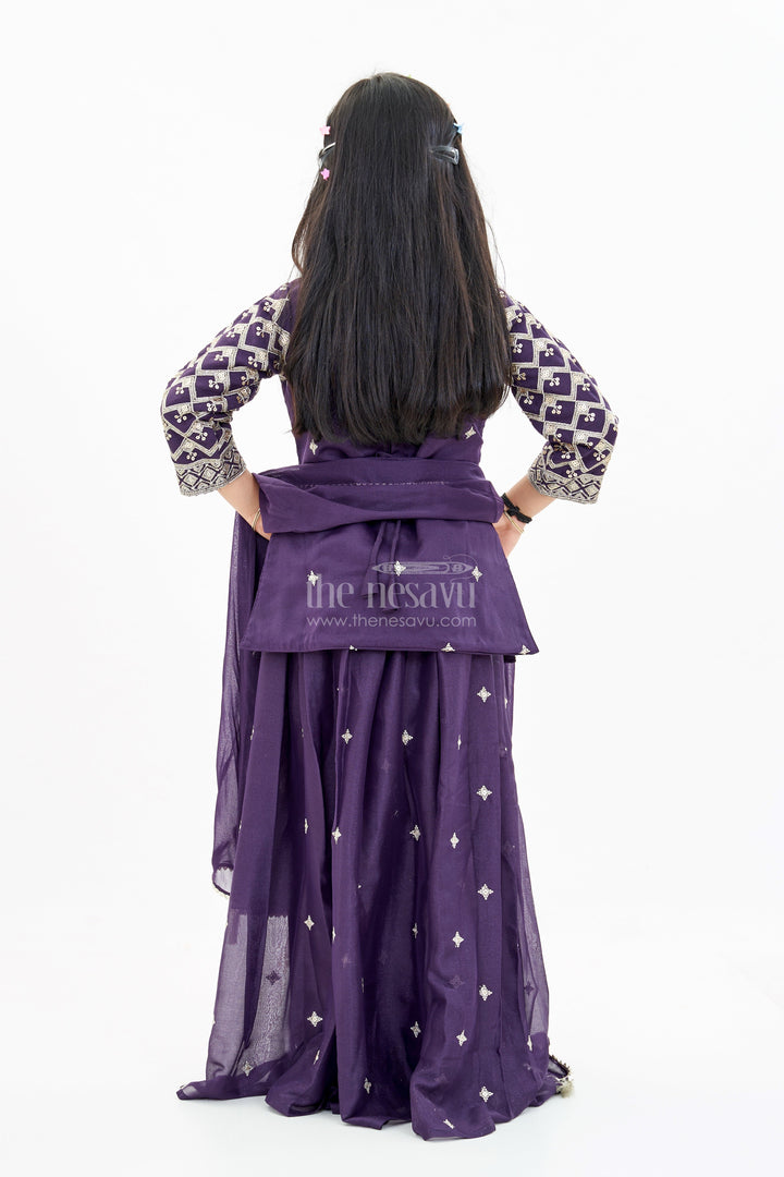 The Nesavu Girls Sharara / Plazo Set Elegant Girls Sharara Choli Dress with Embroidered Georgette and Matching Dupatta Nesavu Nesavu Elegant Girls Sharara Choli Dress Embroidered Georgette Matching Dupatta