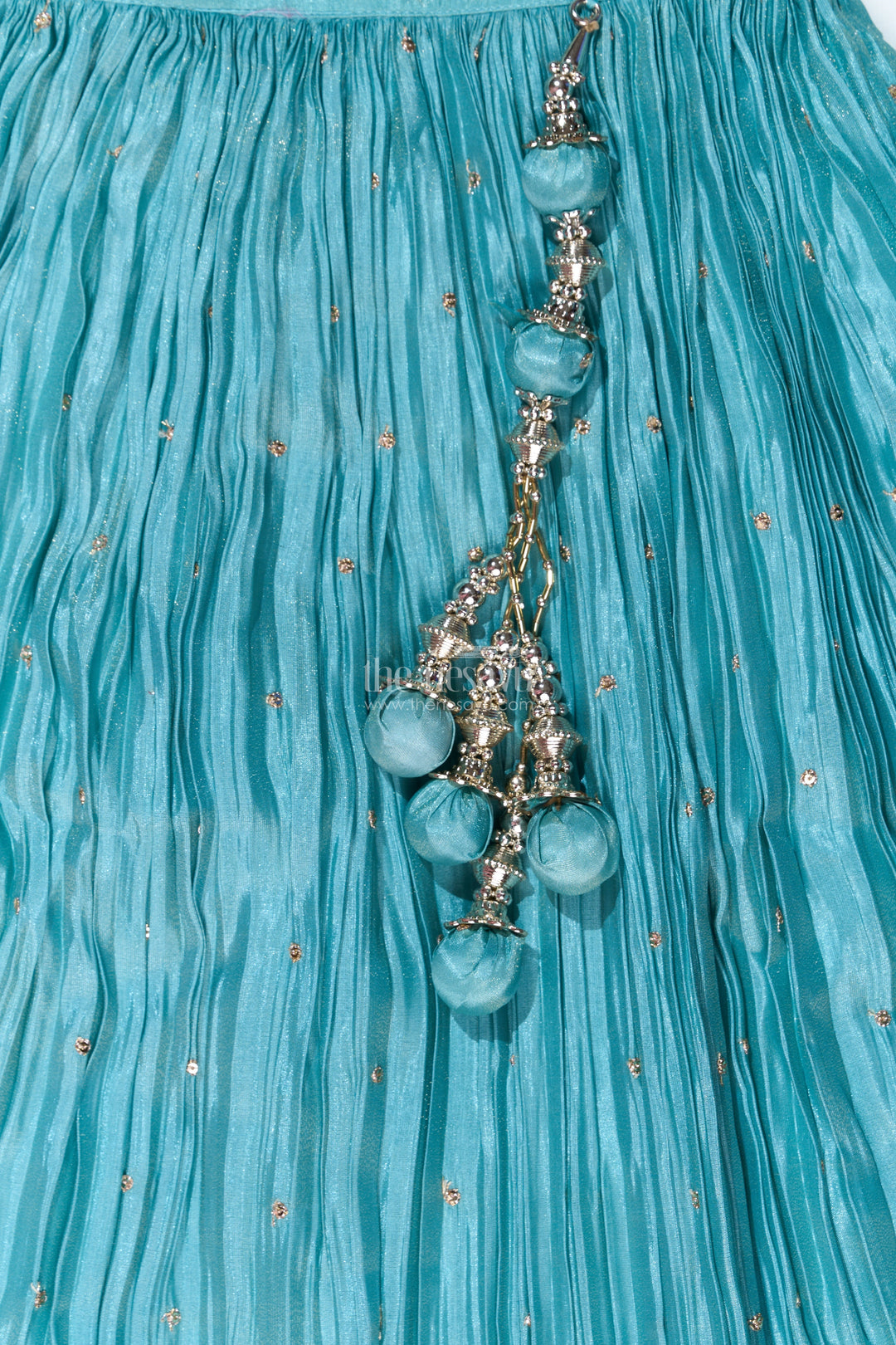 The Nesavu Girls Lehenga Choli Elegant Long Choli Lehenga for Girls with Shimmering Chinon Silk and Embellished Dupatta Nesavu Elegant Long Choli Lehenga Girls Shimmering Chinon Silk Embellished Dupatta | The Nesavu