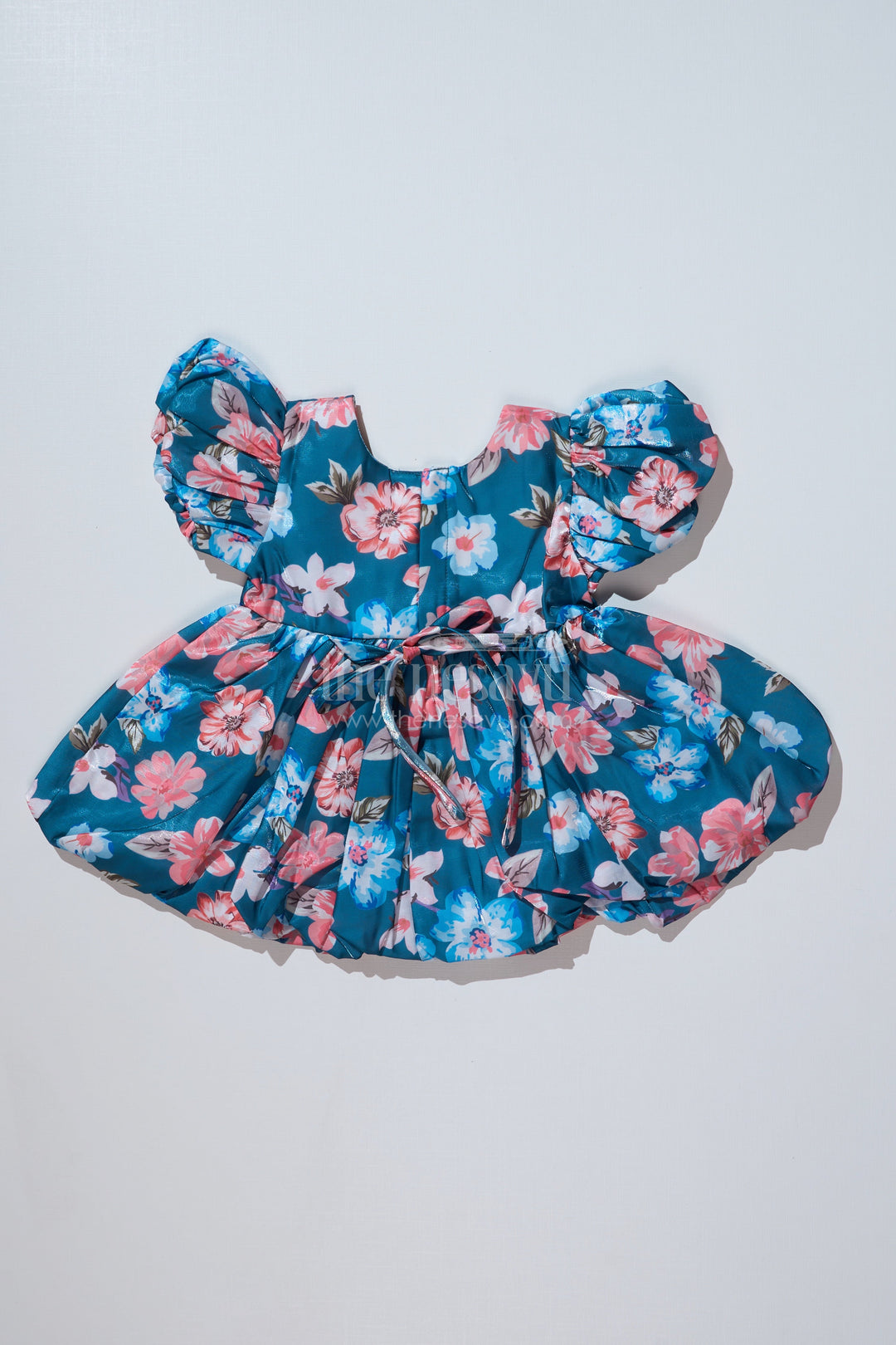 The Nesavu Baby Fancy Frock Elegant Organza Floral Frocks for Baby Girls in Glaza Satin with Puff Sleeves and Bow Detail Nesavu Organza Floral Frocks Baby Girls Glaza Satin Puff Sleeves Bow Detail | The Nesavu