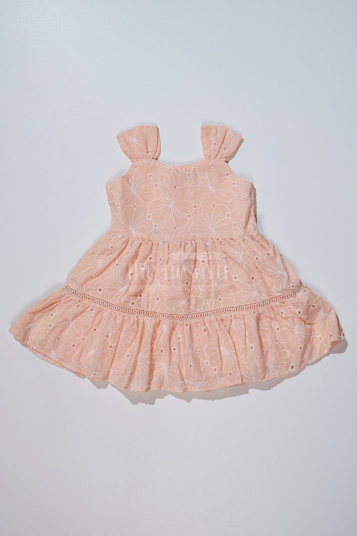 The Nesavu Girls Cotton Frock Elegant Pastel Colors Dress for Girls in Cotton with Delicate Chikankari Embroidery Nesavu 20 (3Y) / Peach GFC1617B-20 Pastel Colors Dress Girls Cotton Delicate Chikankari Embroidery | The Nesavu