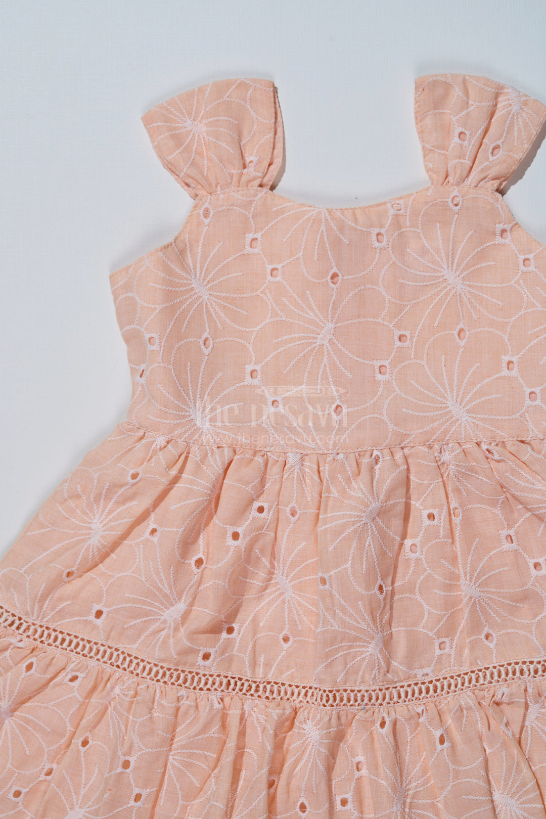 The Nesavu Girls Cotton Frock Elegant Pastel Colors Dress for Girls in Cotton with Delicate Chikankari Embroidery Nesavu Nesavu Pastel Colors Dress Girls Cotton Delicate Chikankari Embroidery