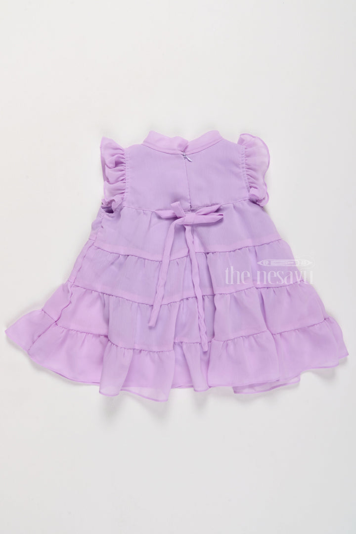 The Nesavu Girls Fancy Frock Elegant Purple Girls Dressing Gown with Layered Ruffle Design Nesavu Purple Layered Ruffle Girls Dressing Gown Special Occasions | The Nesavu