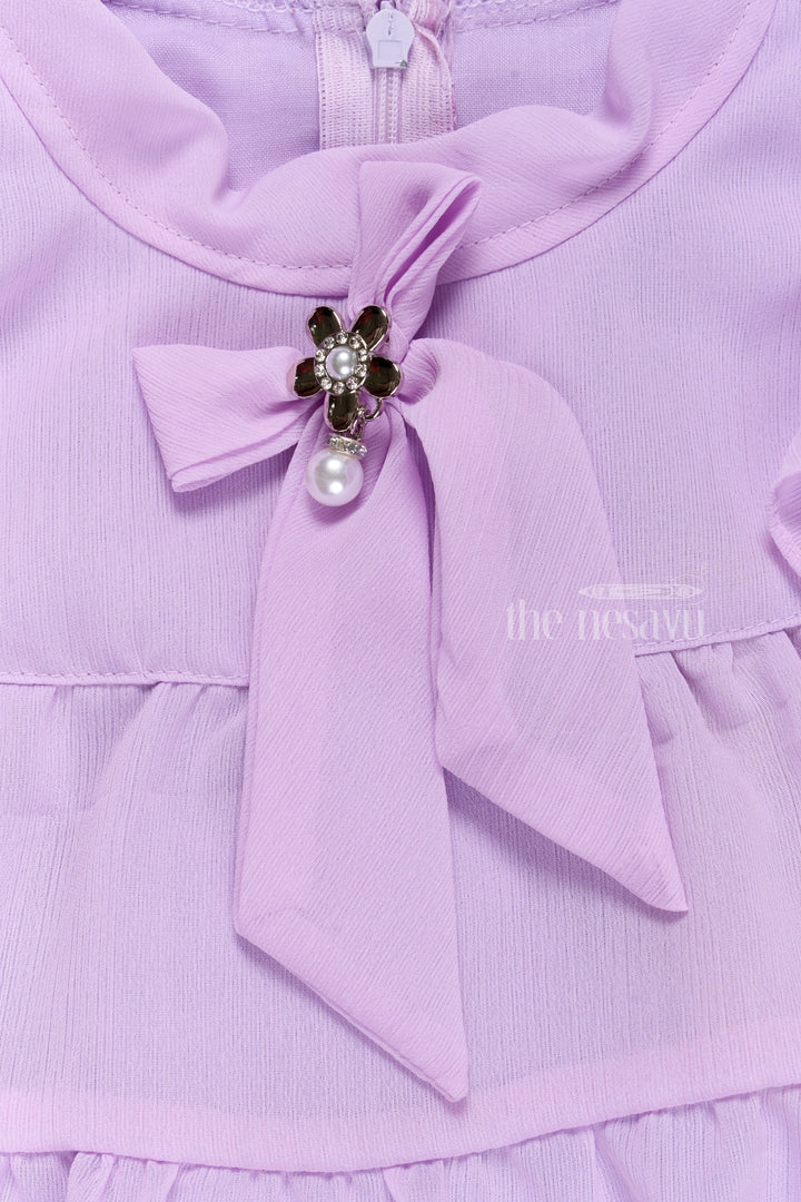 The Nesavu Girls Fancy Frock Elegant Purple Girls Dressing Gown with Layered Ruffle Design Nesavu Purple Layered Ruffle Girls Dressing Gown Special Occasions | The Nesavu