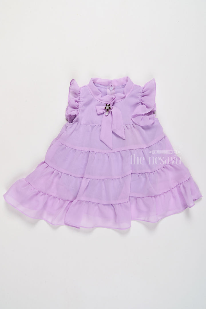 The Nesavu Girls Fancy Frock Elegant Purple Girls Dressing Gown with Layered Ruffle Design Nesavu Purple Layered Ruffle Girls Dressing Gown Special Occasions | The Nesavu