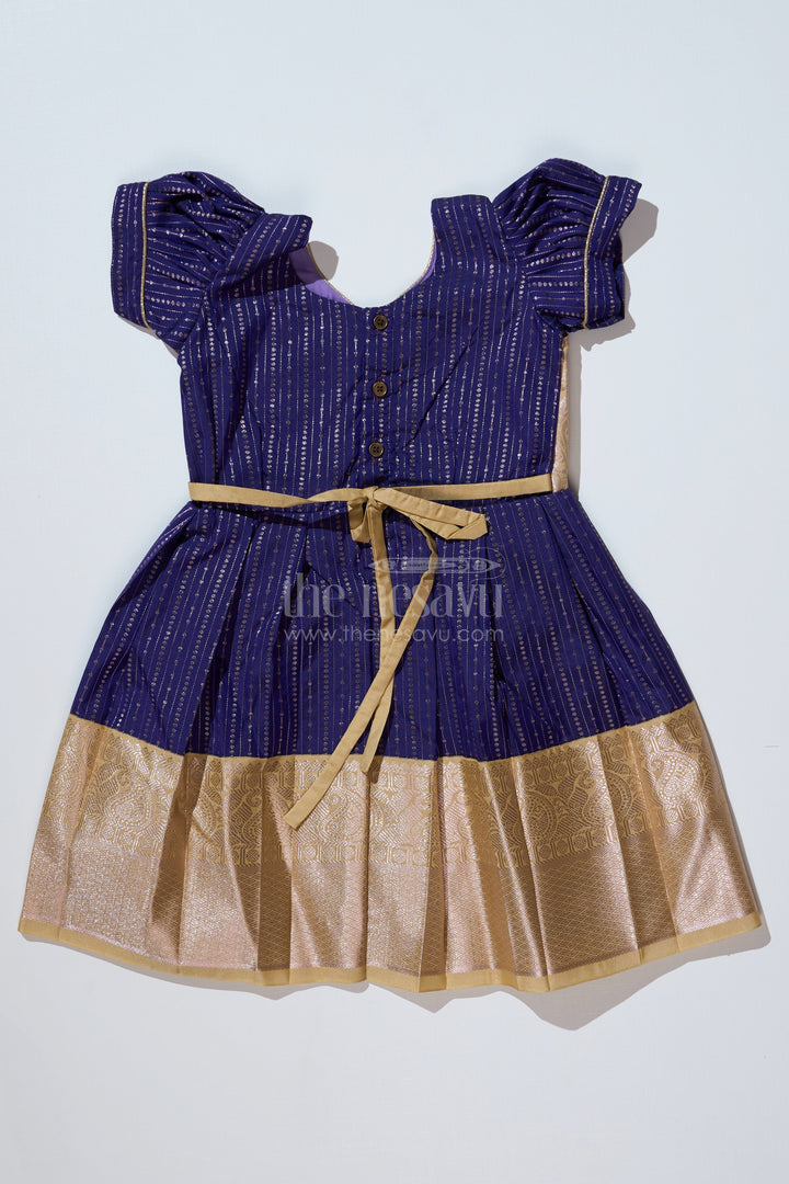The Nesavu Girls Kanchi Silk Frock Elegant Silk Dresses Online for Girls with Kanchipuram Inspired Fabric and Gold Zari Pleated Border Nesavu Silk Dresses Online Girls Kanchipuram Inspired Fabric Gold Zari Pleated Border | The Nesavu