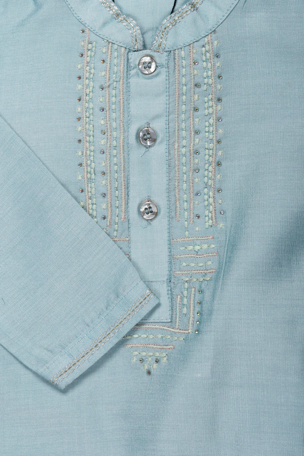 The Nesavu Boys Kurtha Set Elegant Sky Blue Boys Kurta Pajama Set - Perfect for Ceremonial Occasions Nesavu Elegant Sky Blue Boys Kurta Pajama Set | Perfect for Ceremonial Occasions | The Nesavu