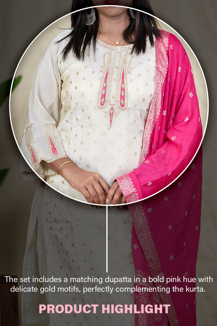 The Nesavu Womens Straight Suit Sets Elegant Tissue Silk Kurta Set with Zari Embroidery and Dupatta Nesavu Ethnic Tissue Silk Kurta Set for Women Zari Embroidered Salwar Suit | The Nesavu